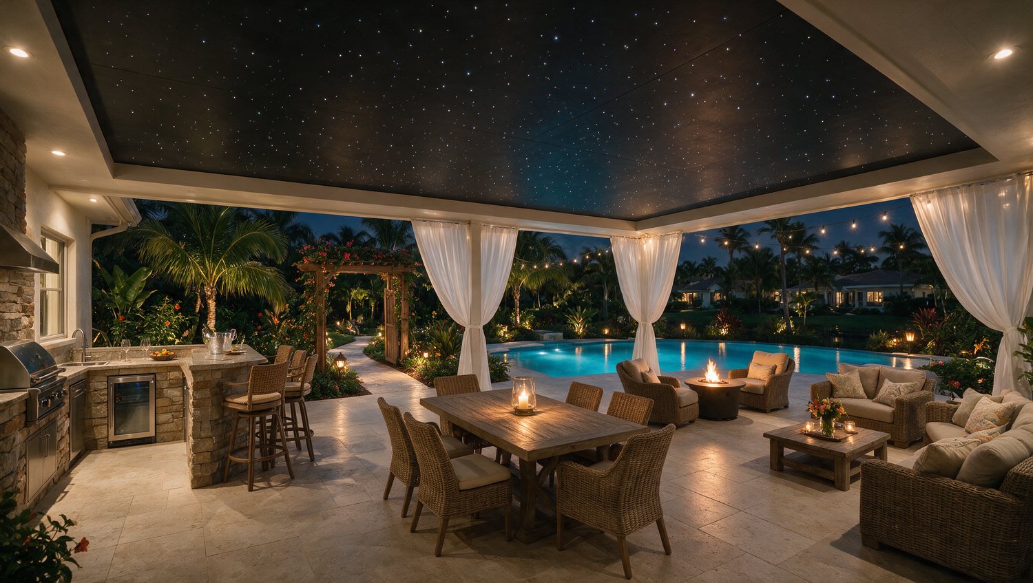 Pergolas & Outdoor Kitchens stretch ceiling